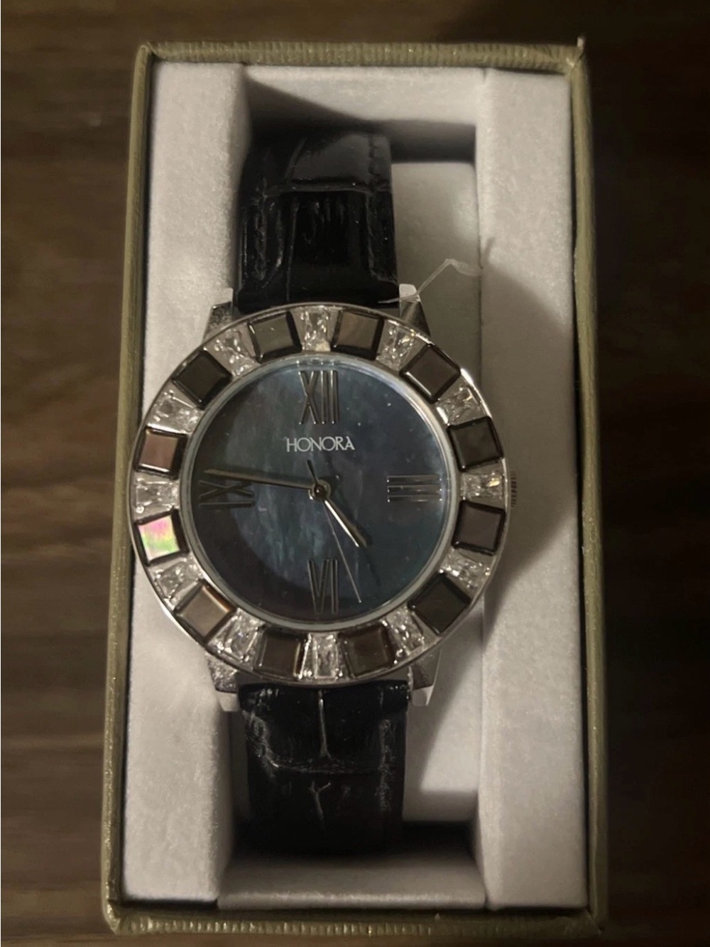 Honora Mother-of-Pearl Dial, White and Yellow Topaz Baguette Watch — NEW in Box
